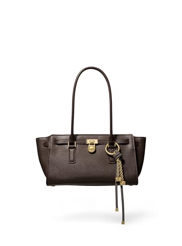 Michael Kors Hamilton Small Shoulder Tote with Charm, Gold-Tone Hardware/Urbino Leather/Chocolate