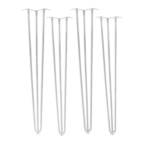 SOTECH 4 pezzi Gambe a forcella aspetto industriale acciaio dolce bianco 710 mm 3 montanti Gambe a forcella per tavoli da pranzo e sgabelli