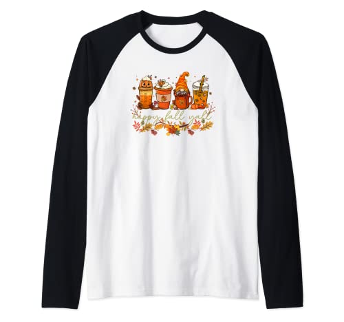 Happy Fall YALL ZUCCA SPICE CAFFÈ INVERNO FOGLIE AUTUNNO Maglia con Maniche Raglan