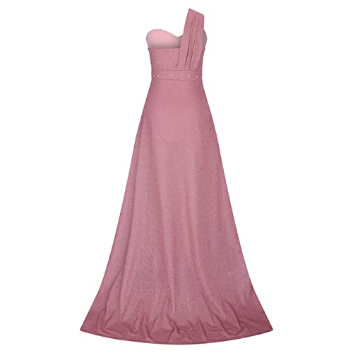 Uillui Long Ball Gowns for Women Fashion Glitter Sequin Evening Dress High Waist Slim Fit Side Slit Sparkle Dress Formal Gown Pink