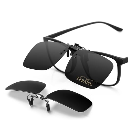 Image of TERAISE Polarized Clip on Sunglasses Over Prescription Glasses Anti-Glare UV400 for Men Women Driving Travelling Outdoor