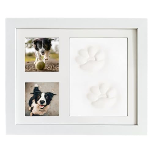 Dog or Cat Paw Print Kit with Wooden Picture Frame, Pet Paw Print Impression Kit, Memorial Clay Paw Print Keepsake Kit for Dogs, Paw Print Stamp Pad for Pets, Memorial Gifts for Pet Lovers