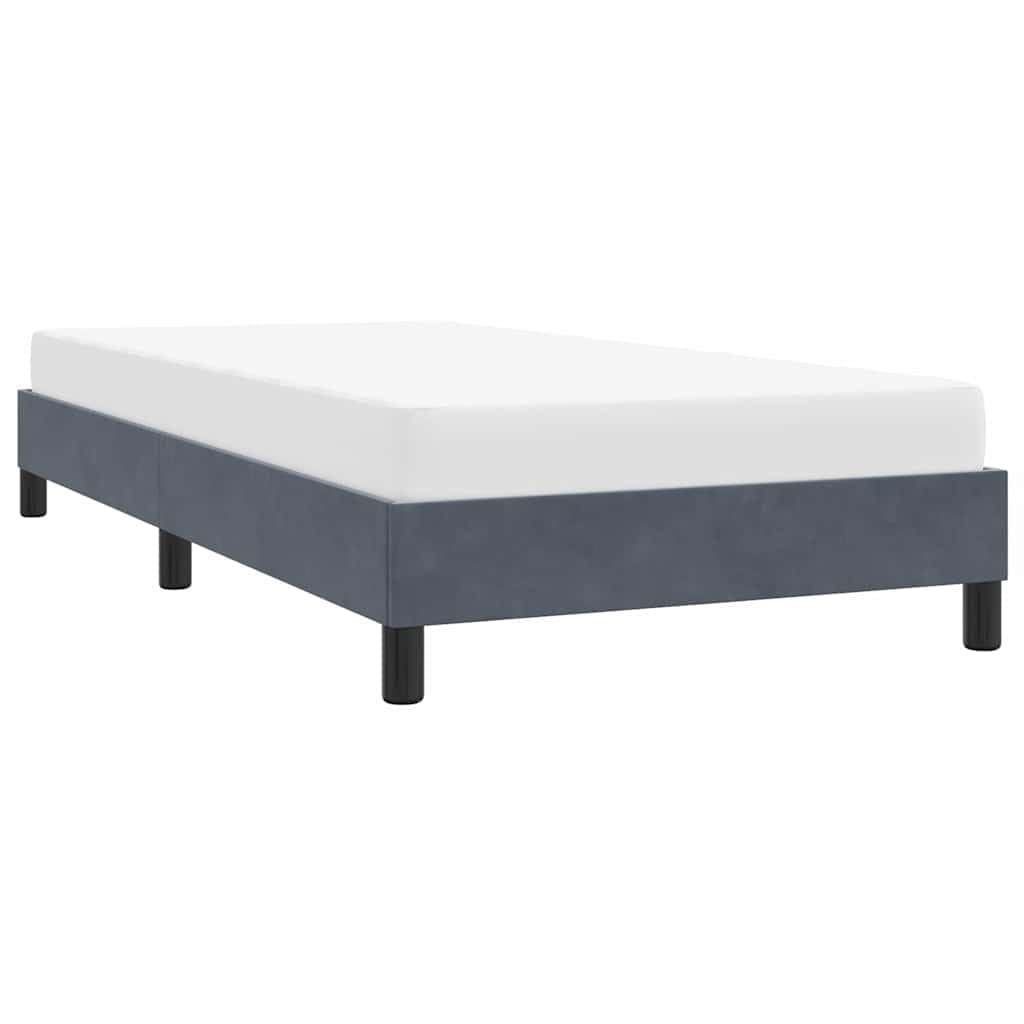Dunkelgraues Samt Bettgestell 80x220 cm, Modernes Platform Bett für Schlafzimmer, Stabiler Lattenrost, Langlebige Holzwerkstoff Konstruktion, Komfortables Möbelstück