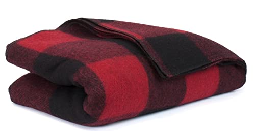Gilbins Super Soft And Warm Wool Red/Black Plaid Blanket - Twin Size #TOP27
