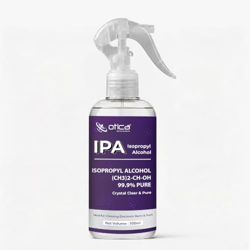 Image of OTICA 99% Isopropyl Alcohol (IPA) | Pure Rubbing Isopropanol for Cleaning Electronics, Surfaces, Medical, Technical Use, Glass, De-icer, Painting & More | Pure without mixing (300 ml (Pack of 1))