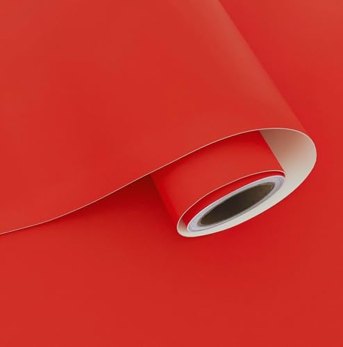 Image of ONETON Peel and Stick Red Matte Contact Paper Waterpoof Self Adhesive Decorative Wallpaper for Wall Kitchen Wallpaper for Bedroom (RED MATT WP, 24x200 inch)