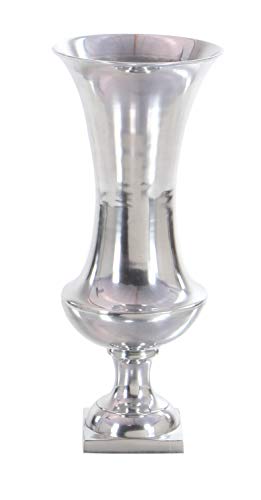 Deco 79 Traditional Aluminum Trumpet Vase, 9" X 9" X 21", Silver #TOP2