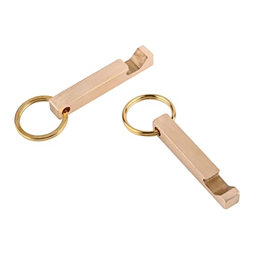 NHDT HN05 Solid Brass Keychain Beer Bottle Opener with Brass Key Rings,Bar Gifts for Men, Husband, Dad, Boyfriend (2PCS)