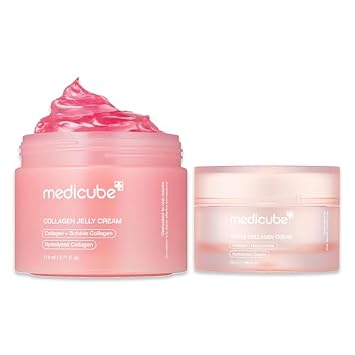 medicube Viral Collagen Big Size Duo Collagen Jelly Cream 110ml and Triple Collagen Cream | Niacinamide, Hyaluronic Acid for Glowing, Fimer-Looking Skin