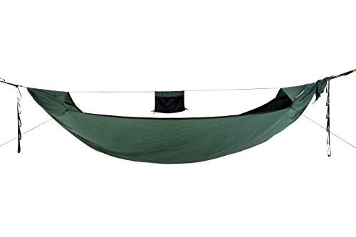 Ticket to the Moon Pro (Hamaca más Ligera de 325 x 140 cm, Incluye mosquitera con Cremallera y UHMPE Ridgeline) (2021), Unisex, Verde Oscuro, Extended