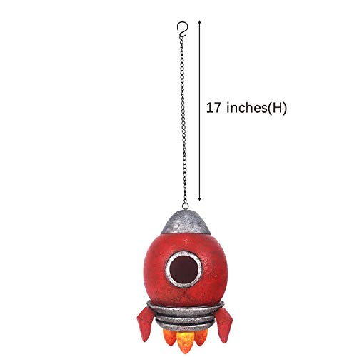 Rocket Hand-Painted Bird House, Outdoor Bird Hut, Waterproof Birdhouses For Outdoors Hanging, Cute Hanging Birdhouse For Outside #TOP3