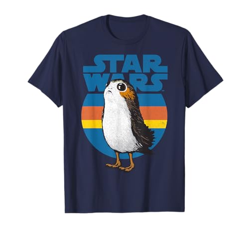Star Wars Last Jedi Porg Retro Stripes Logo Graphic T-Shirt T-Shirt