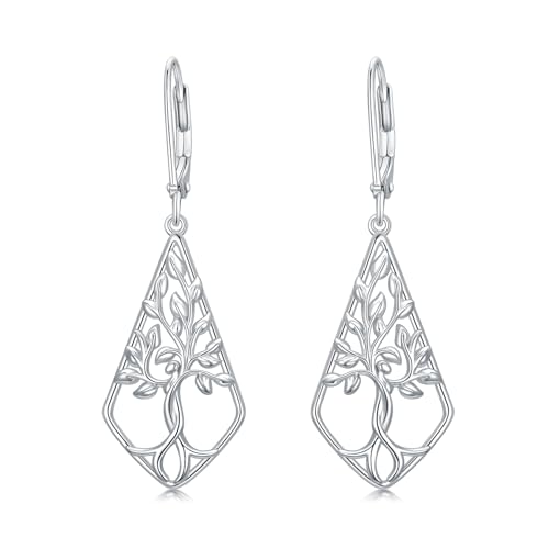 Boucles d'oreilles arbre de vie anti-allergie avec fermoir sécurisé