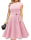 DRESSTELLS Cocktail Dresses for Women UK, Spring Formal Wedding Guest Graduation Prom Vintage Tea Party Modest Casual Dress 2026 Pink S