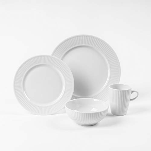 Pillivuyt Plisse Dinnerware 16 Pieces (Service For 4) White Porcelain Shock-Resistant Durable #TOP3