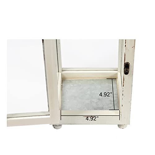 Ho+Me Vintage Decorative Candle Lanterns Wedding 15Inch Tall, Distressed White Farmhouse Pillar Candle Holders, Rustic Shabby Chic Decor Home Decor Outdoor Table Fireplace Halloween, 14.8Inch Tall #TOP2