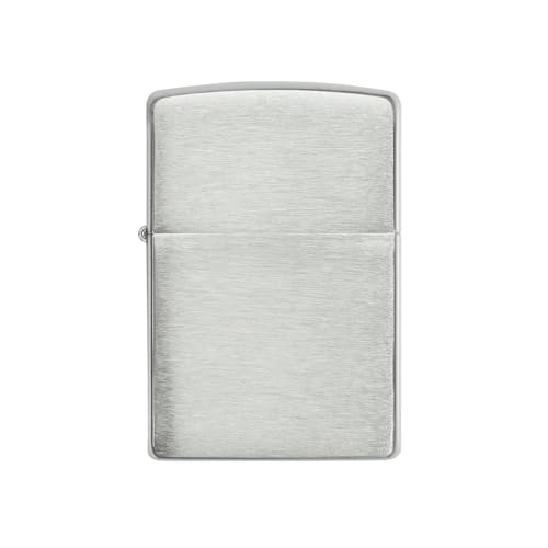 Zippo - Windproof Lighter, Brushed Chrome Armour Heavy Wall, Base Model, Refillable, Reusable, Windproof Design, Gift Box, Made in the USA