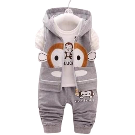 Grey White Monkey Design Baby Boys Set