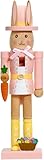 Garkria Easter Nutcracker Figurine Easter Nutcracker Ornament Wood Rabbit Statue Animal Rabbit Desktop Sculpture for Spring Home Office Party Table Decoration - Pink