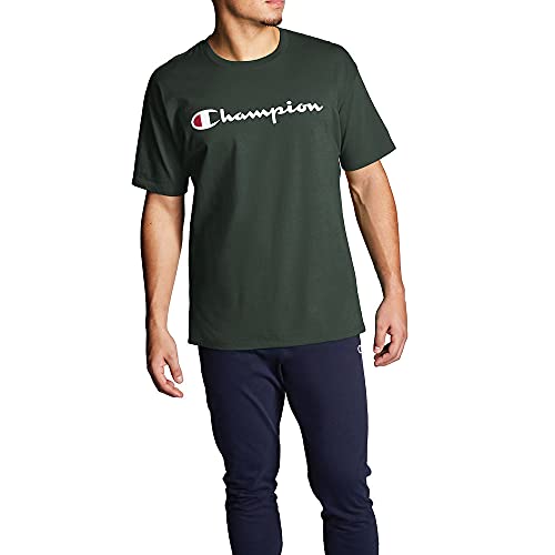 Champion Men's Classic Jersey Script T-Shirt, Forest Green, X-Large