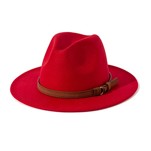 Image of Lisianthus Men & Women Vintage Wide Brim Fedora Hat | Classic Belt Buckle Decor, Adjustable Drawstring, Inner Breathable Sweatband, Timeless Style, Ideal for Travel & Daily