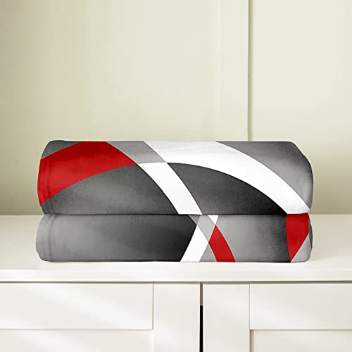 Gray Black Red Swirls Flannel Blanket Retro Circle Stripes Fleece Throw Blanket Lightweight Soft Cozy Luxury Modern Abstract Fuzzy Blanket Color Art Bed Blanket For Sofa Bedroom(Baby 30"X40") #TOP3