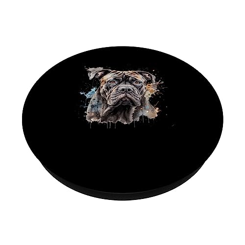 Colorful Cane Corso watercolor art PopSockets Swappable PopGrip, Black - Image 2