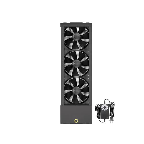 Image of 19.7-21.6 Inch Vertical Window Exhaust Fan for Sliding Windows - Fit Top and Bottom Frame Tool-Free Setup with Variable Speeds for Living Rooms Hot Areas Smoky Spaces(Black)