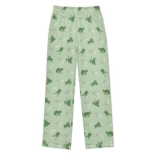 ZZXXB Frog Dragonfly Boys Long Pants Soft Trousers Elastic Waist Kids Lounge Bottoms with Pockets S-XL