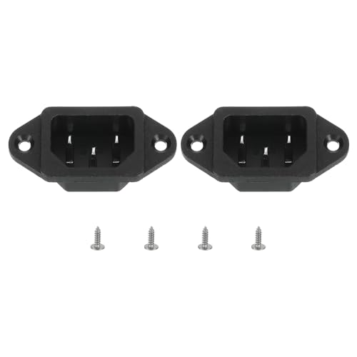 sourcing map C14 Panel Mount Plug Adapter AC 250V 10A /5A 3 Pins IEC Inlet Module Plug Power Connector Socket Straight with Screws 2pcs