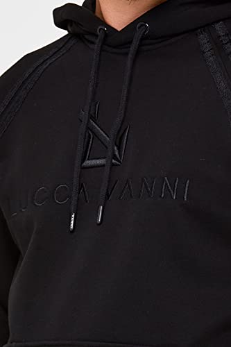 Sweat à capuche noir à rayures taille L pour homme
