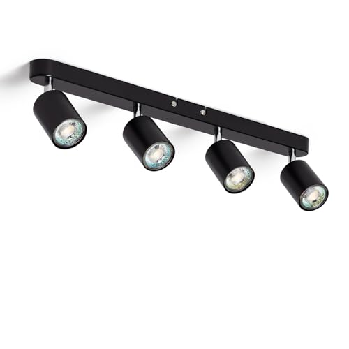 LEDKIA LIGHTING Lámpara de Techo Orientable Metal 4 Focos Albus Black Large GU10