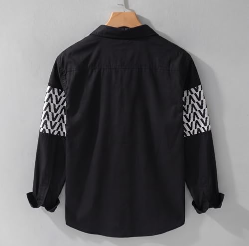 Image of Afflatus Men's Casual Shirt with Geometric Print | Premium Cotton Full Sleeve Shirt for Men | Stylish Regular Fit Fashion Trend | Casual, Party & Smart Casual Wear
