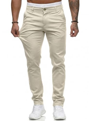 Image of HUNGSON Mens Chinos Dress Pants Slim Fit Stretch Business Casual Golf Work Slacks Trousers
