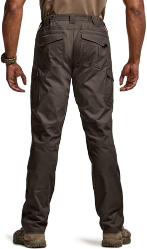Image of CQR Men's Flex Ripstop Tactical Pants, Water Resistant Stretch Cargo Pants, Lightweight EDC Hiking Work Pants