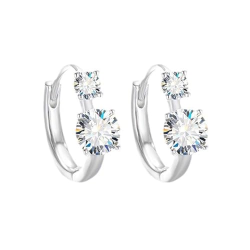 S925 Sterling Silver Huggie Hoop Earrings for Women, 0.6ct D-Color VVS1 Diamond, Gift for Girlfriend or Wife - Main Image