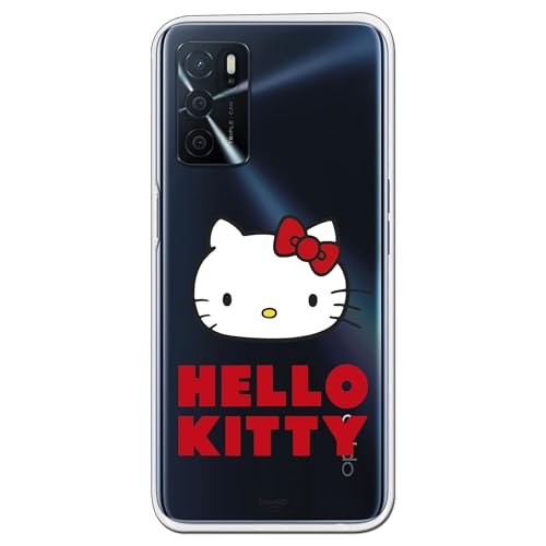 Personalaizer Cover ufficiale Hello Kitty compatibile con OPPO A54S - Silicone TPU flessibile trasparente con motivo su rosa