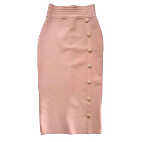 Jupe d'été rose boutonnée taille L : le confort anti-chaleur pour sublimer vos formes