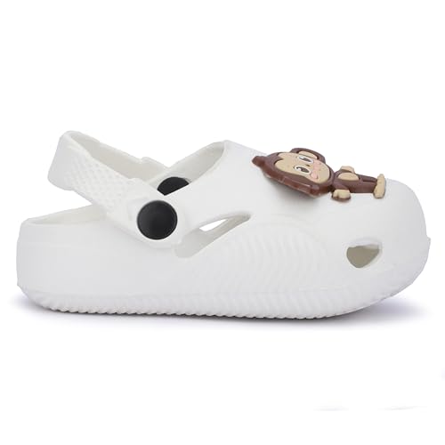 Image of GIMME ! Little Monkey, Toddler Clogs Slippers, 12 Months to 6 Years, Baby Boy, Waterproof, Lightweight, Cute Cartoon Fun Charms, Pink, Non-Slip Sole