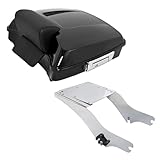 ECOTRIC 5.5” Razor Motorcycle Storage Box W/Backrest 2 Up Mount Rack Compatible with 1997-2008 Harley Touring Electra Glide Road Glide Road King Street Glide Trunk Pad 2 Up Mounting Rack (2 Packages)