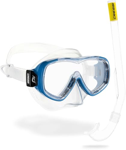 CRESSI �V���m�[�P�����O�}�X�N & �V���m�[�P�� �R���{�Z�b�g �L�b�Y�T�C�Y [ PIUMETTA + MINI ISLAND ] 1��^�C�v �|���J�[�{�l�C�g�����Y �I�[�\�h�b�N�X �X�^�C�� �r���قȂ� �N���A/�u���[ DM120020 �y���K�i�z