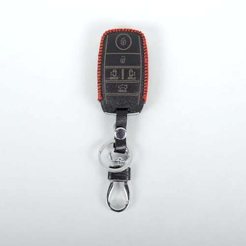 Image of Leather Car Key Cover Case for Kia Carnival (Black)