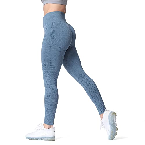 Aoxjox Seamless Workout Leggings for Women High Waisted Vital 2.0 Butt Lifting Tummy Control Yoga Pants (Vital 2.0 Royale Blue Marl, Small)