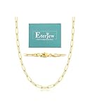 Eterjew 4mm 18k Plated Gold Paperclip Chain Necklace for Women, Women's Paperclip Chain Necklace for Women 18inches