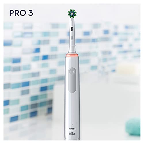Oral-B PRO 3 3000 CrossAction Elektrische Zahnbürste/Electric Toothbrush, mit 3 Putzmodi und visueller 360° Andruckkontrolle für Zahnpflege, Geschenk Mann/Frau, Designed by Braun, weiß – Bild 8