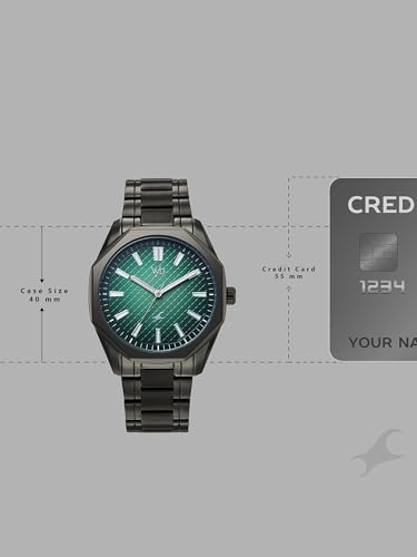 Image of Fastrack Vyb Quest with Quartz Analog Green Dial Grey Zinc Alloy Strap Watch for Men - FV30042QM02W