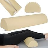 HABYS Lagerungsrolle Halbrund, Nackenrolle, Knierolle Lagerungsrolle, Nackenkissen, Lagerungskissen für Massage und Therapie, Kniehalbrolle in Größe: (60x18x12, Beige)