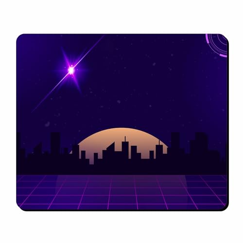 Image of Retro Neon City Gaming Mouse Pad | Futuristic Night Skyline Design | Smooth Surface & Non-Slip Rubber Base | Ideal for Gaming, Office & Home Desk | 9 x 7.5 Inches