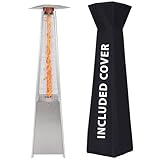 Pyramid Patio Heater, 48000 BTU Glass Tube Propane Patio Heater with Wheels and Cover, Outdoor Propane Heaters for Patio, Backyard, Garden, Porch, and Pool
