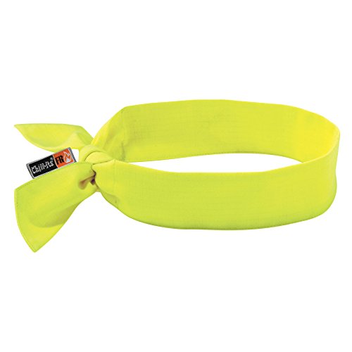 Cooling Bandana, Fire Resistant, Evaporative Polymer Crystals for Cooling Relief, Tie for Adjustable Fit, Ergodyne Chill Its 6700FR,Lime